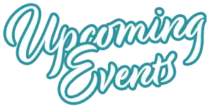 Stay informed on upcoming events. A script saying 'Upcoming Events'. Explore the latest community activities.